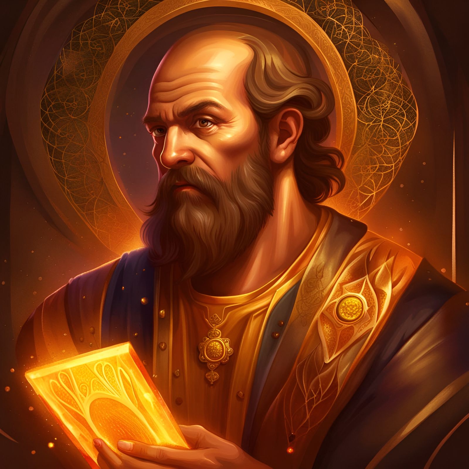 Apostle Paul with Gold Stone Tablet