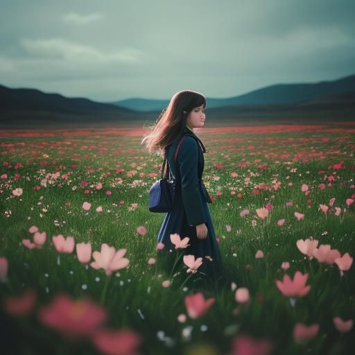 Dramatic Flowers Bloom in Cinematic Film Still