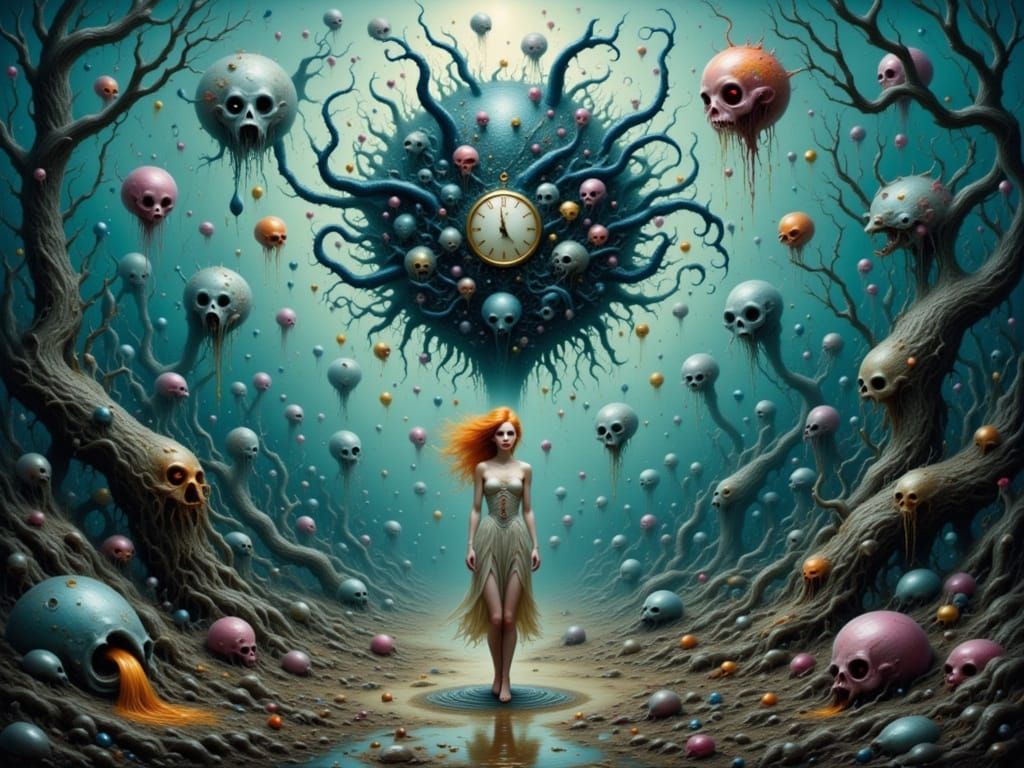 Dreamlike Figure in a Surreal, Abstract Scene