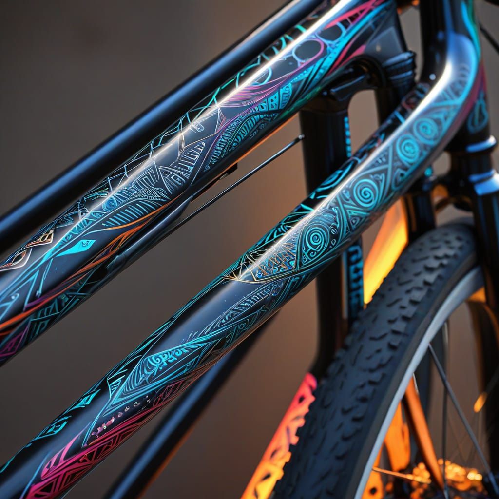 Airbrush Art: Geometric Bicycle Frame in Charcoal
