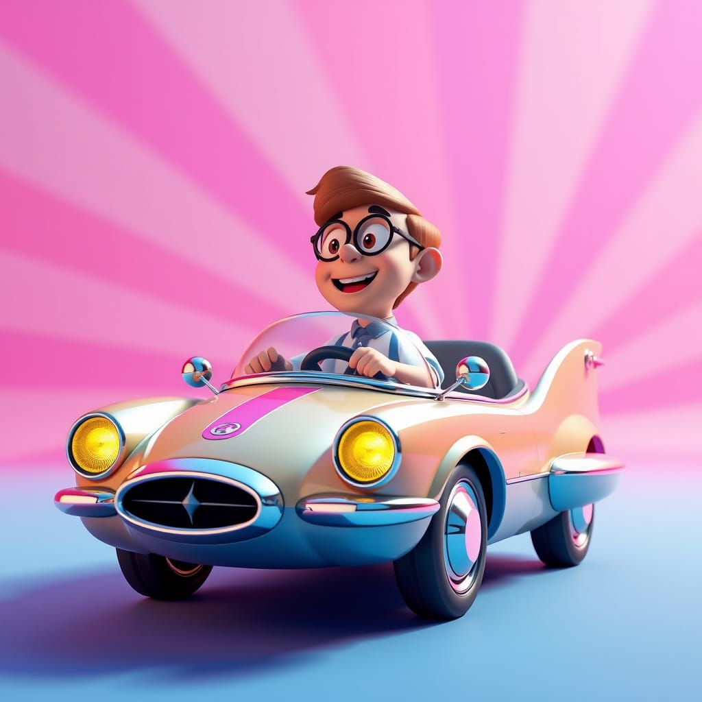 George Jetson in Futuristic Flying Car Concept Art