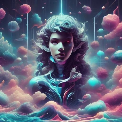 Ethereal TRON-Style Vaporwave with Glowing Neon Grid