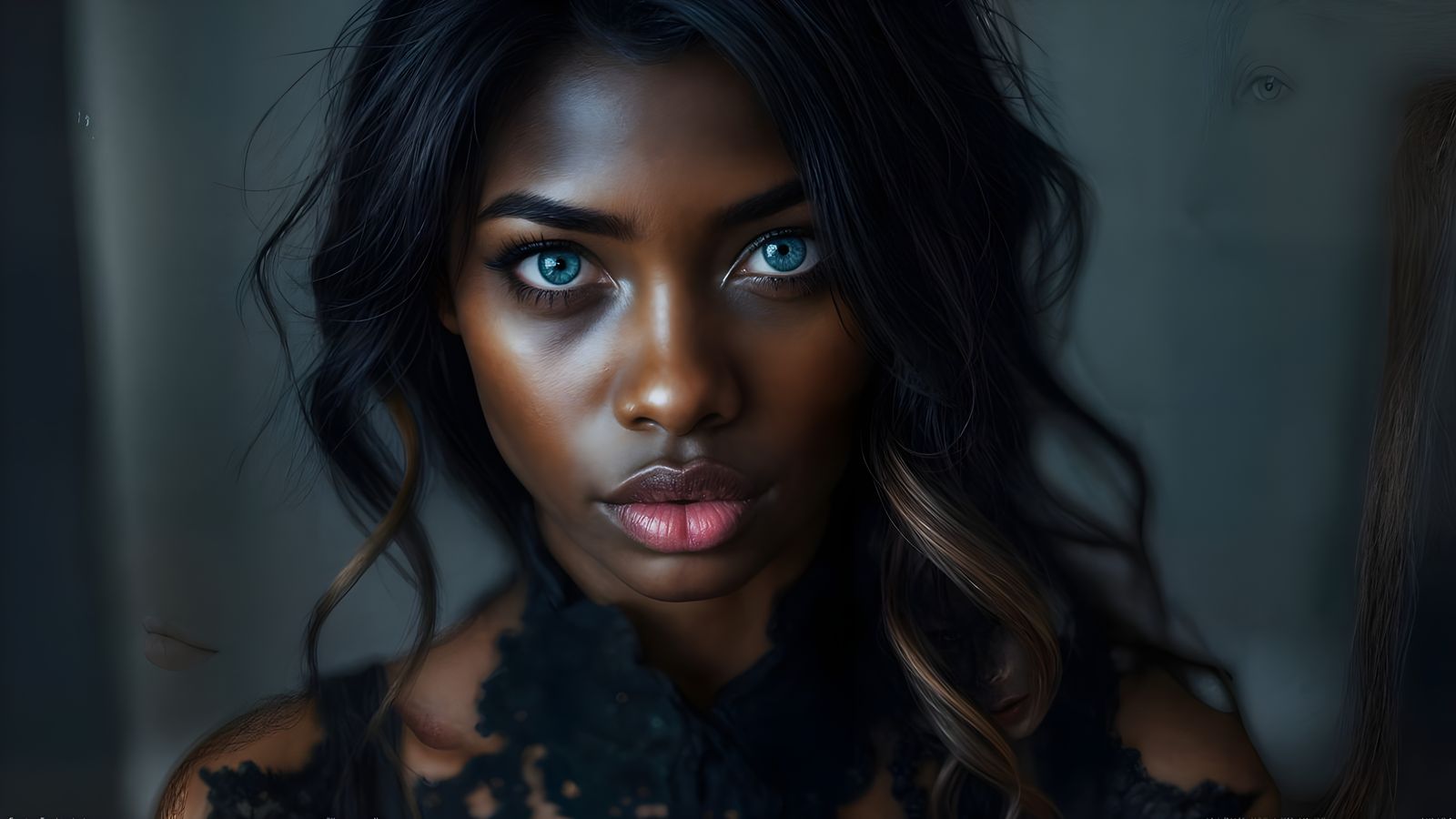 Stunning Woman with Crystal Eyes and Lace Corset
