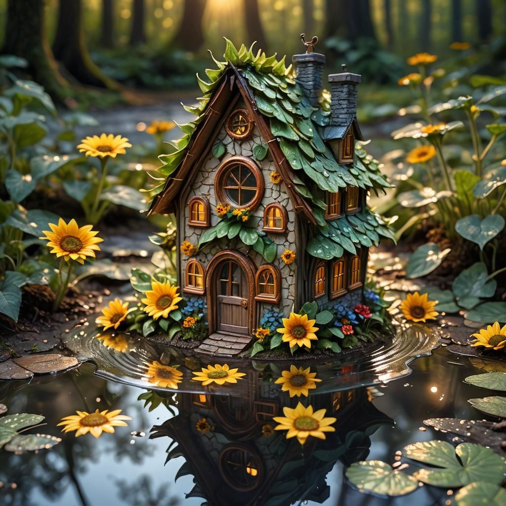 Sunflower fairy house