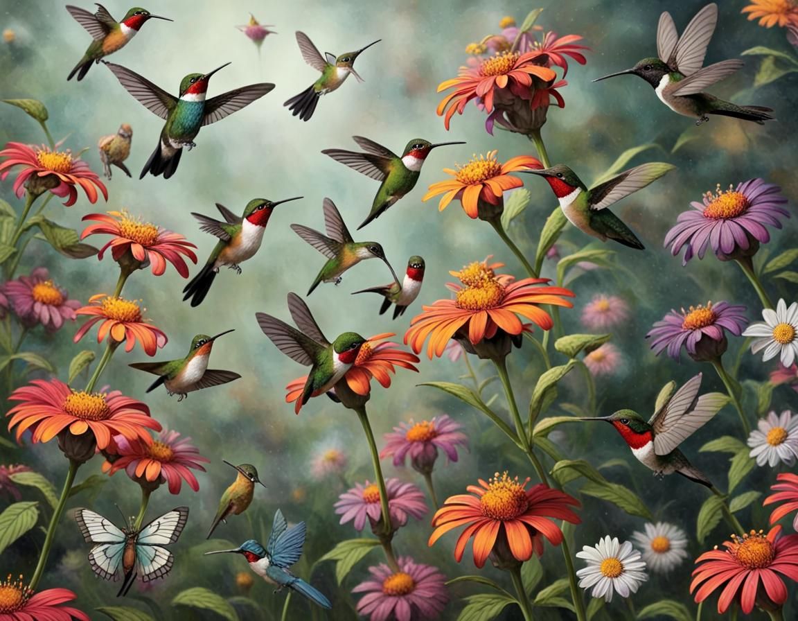 Bug, Butterfly, and Hummingbird with Tears