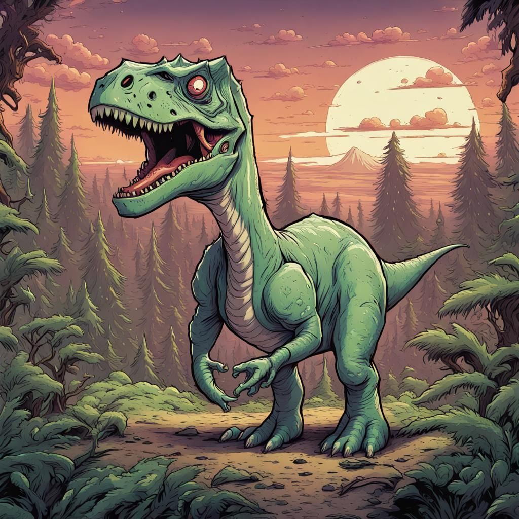 Dinosaur in Comic Book Art Style