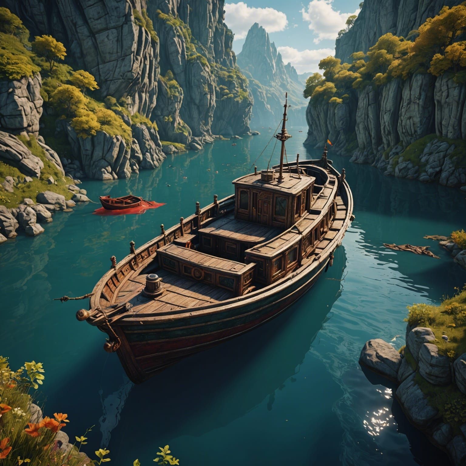 Hyperrealistic Strange Boat in Detailed Digital Art