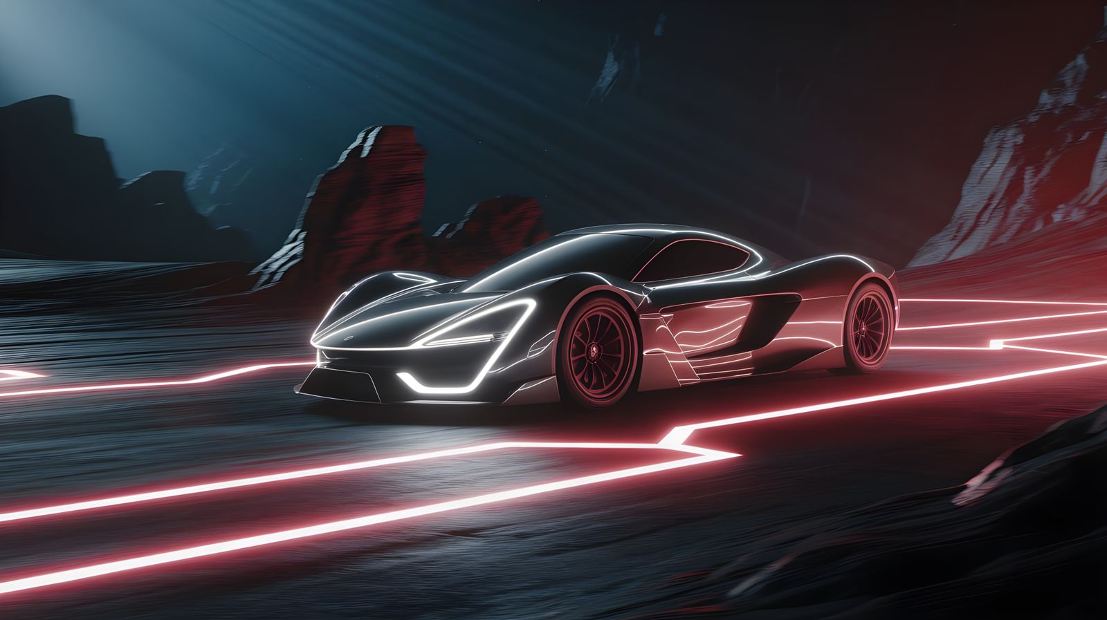 Mysterious TRON-Inspired Hypercar Dominates Neon Desert Plan...