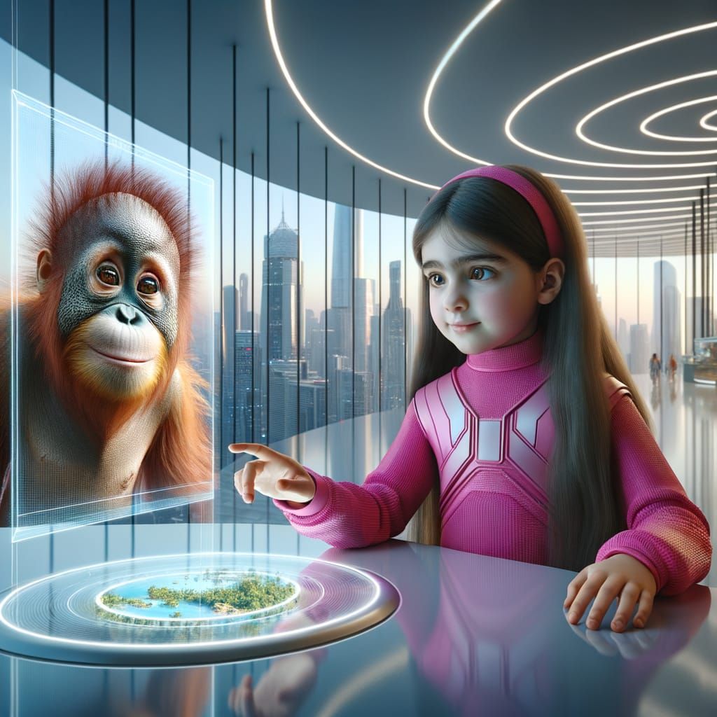 Girl Explores Futuristic City with a Hint of Nature