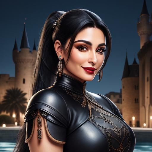Detailed Portrait of a Middle Eastern Woman in Leather