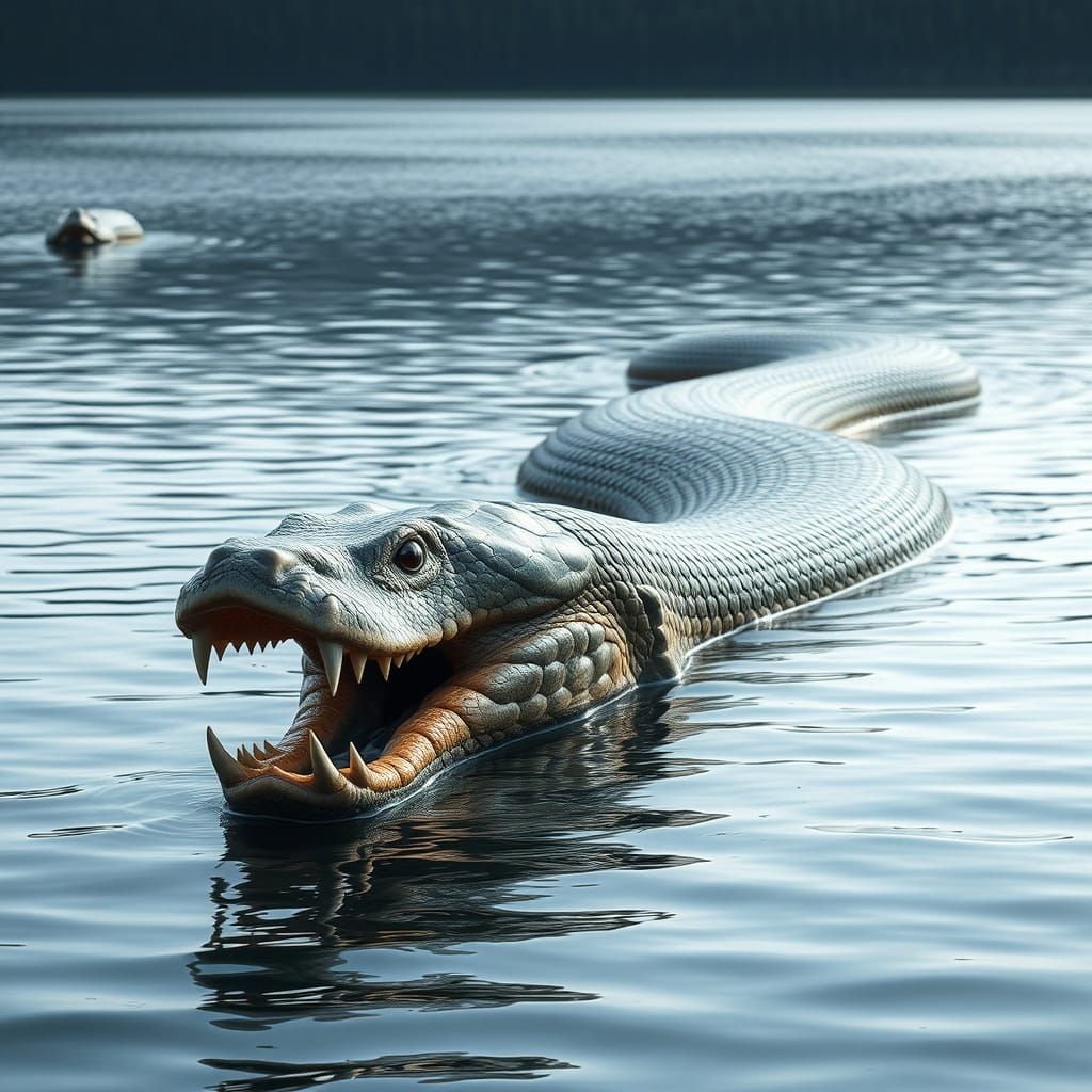 Giant Serpentine Creature Emerges from Japanese Lake