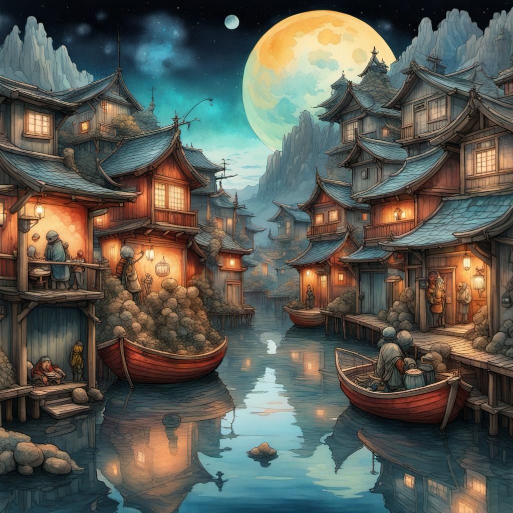 medieval Japanese fishing village