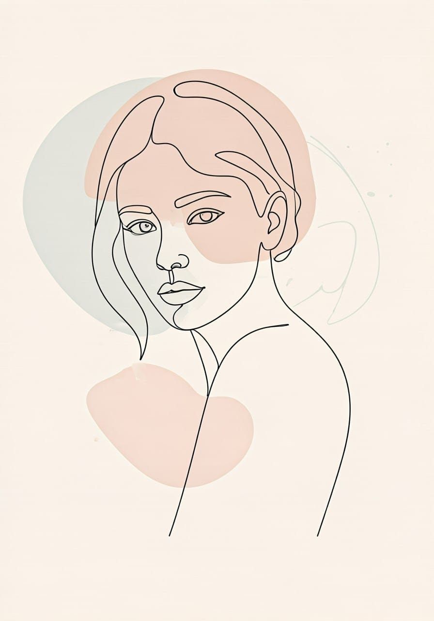 Elegant Minimalist Portrait in Single Unbroken Line