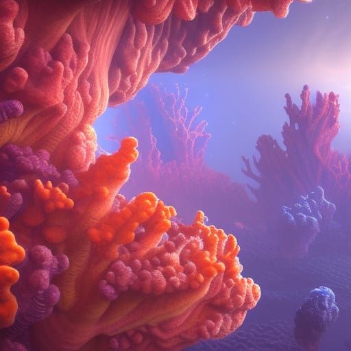 Cosmic Coral Reef Fantasy Concept Art