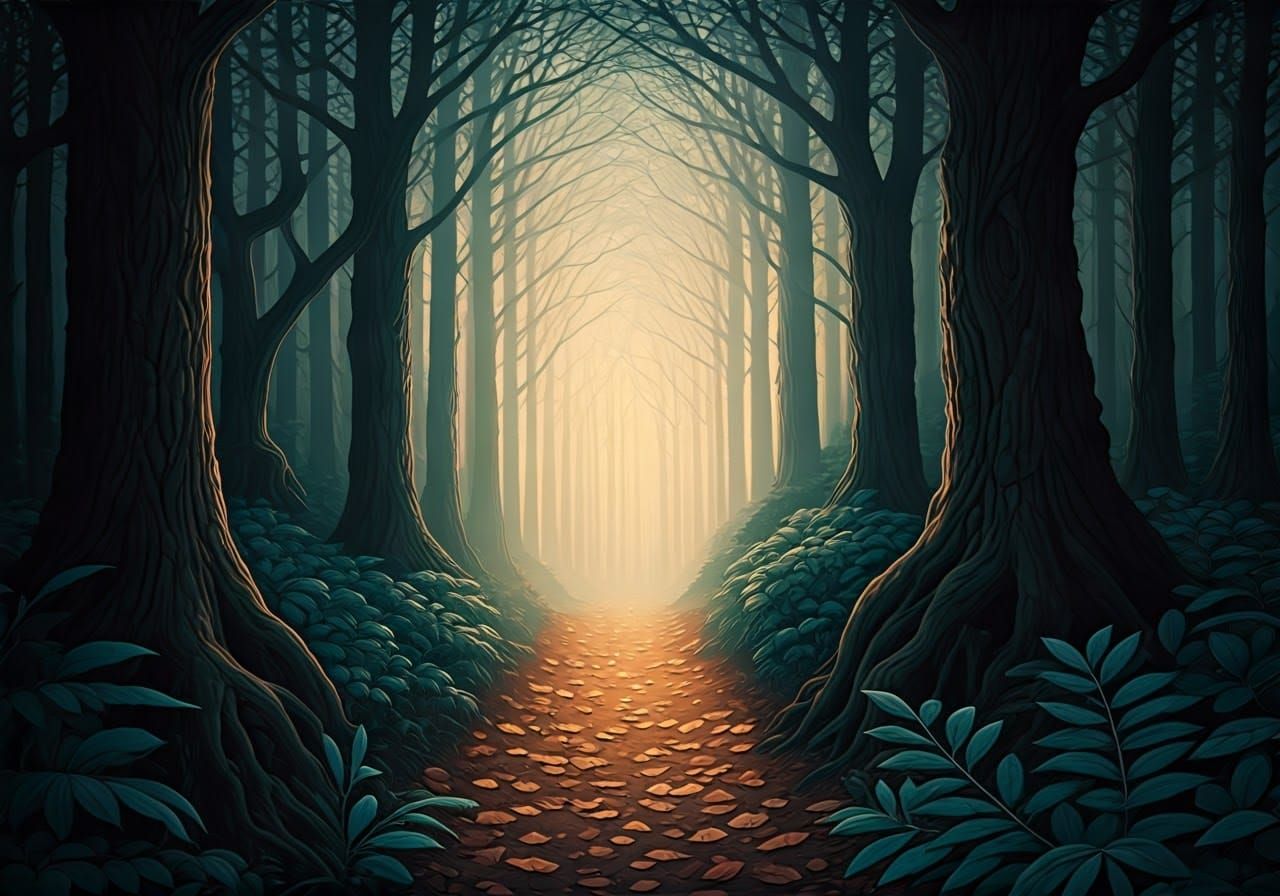 Autumn Leaves Drift in a Golden, Ethereal Mist