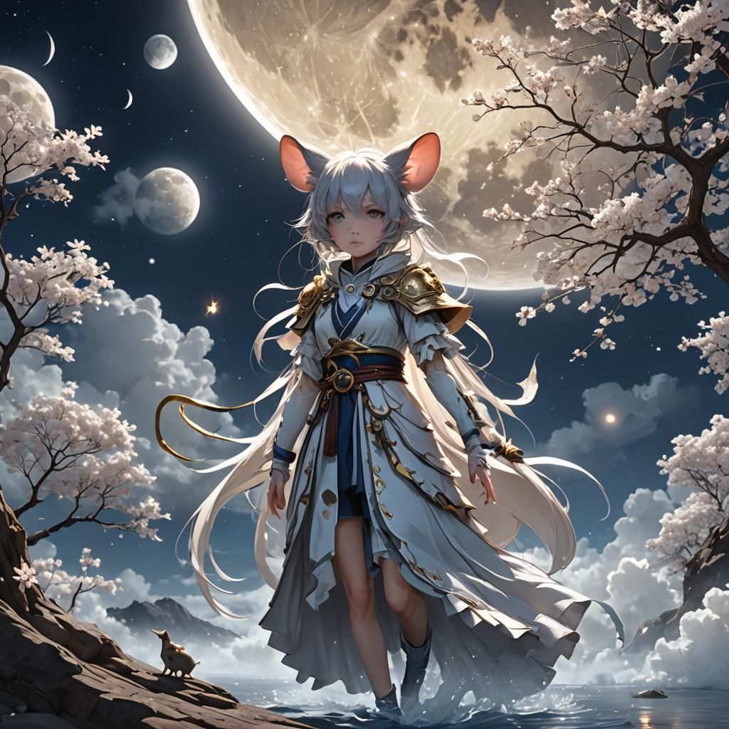 Magical Mouse on the Moon in Anime Style