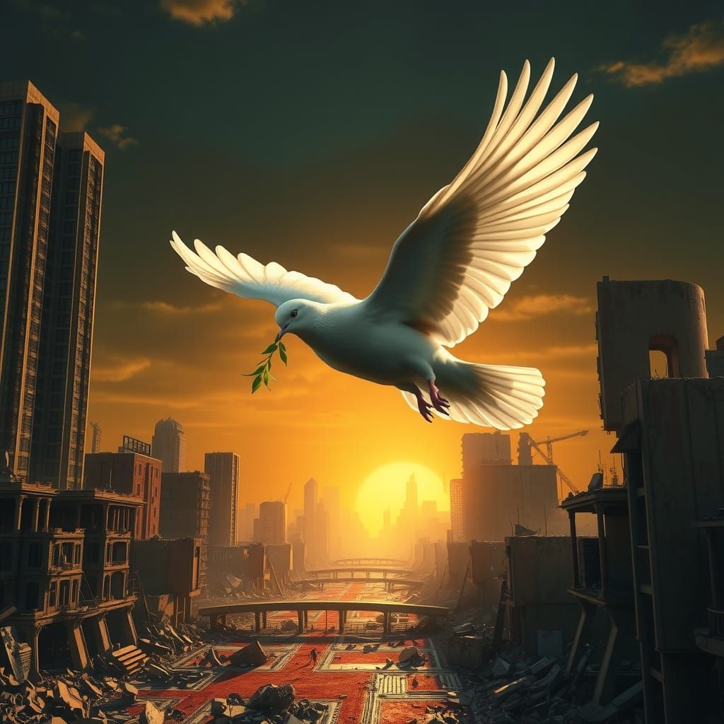 Hope Amidst Ruin in a Post-Apocalyptic Cityscape