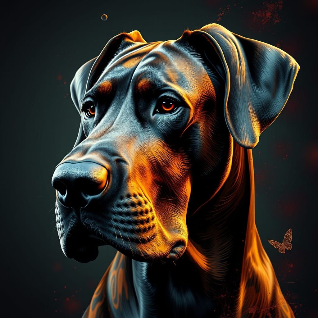 Elegant Great Dane Portrait in Vibrant Triadic Colors