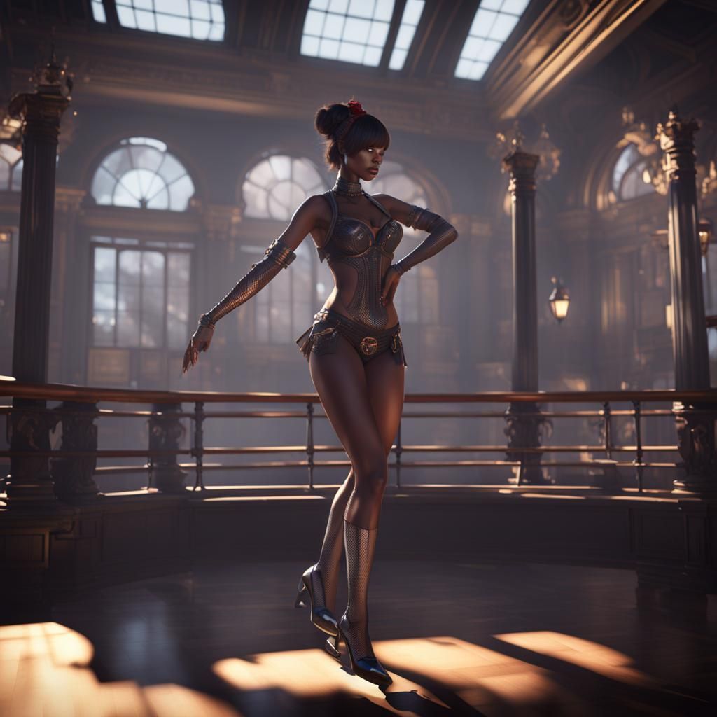 Dramatic 3D Render of Burlesque Dance