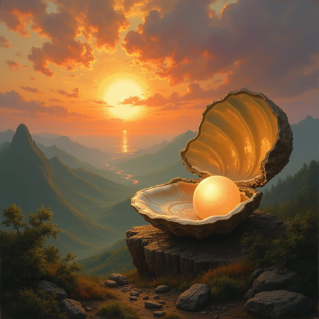 Fantasy Landscape in Oil Painting Style, Whimsical Morning S...