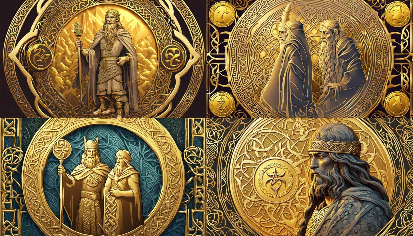 Celtic Gold Coin Featuring a Kabbalistic Druid