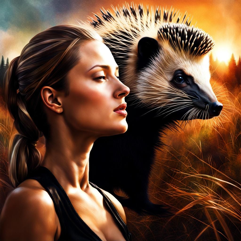 Double Exposure: Bliss and a Porcupine in Digital Art