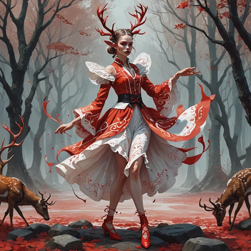 Elf Flamenco Dancer in Digital Fantasy Art Style