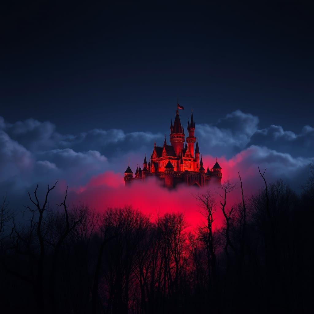 Red Castle Radiates in Dark Skies