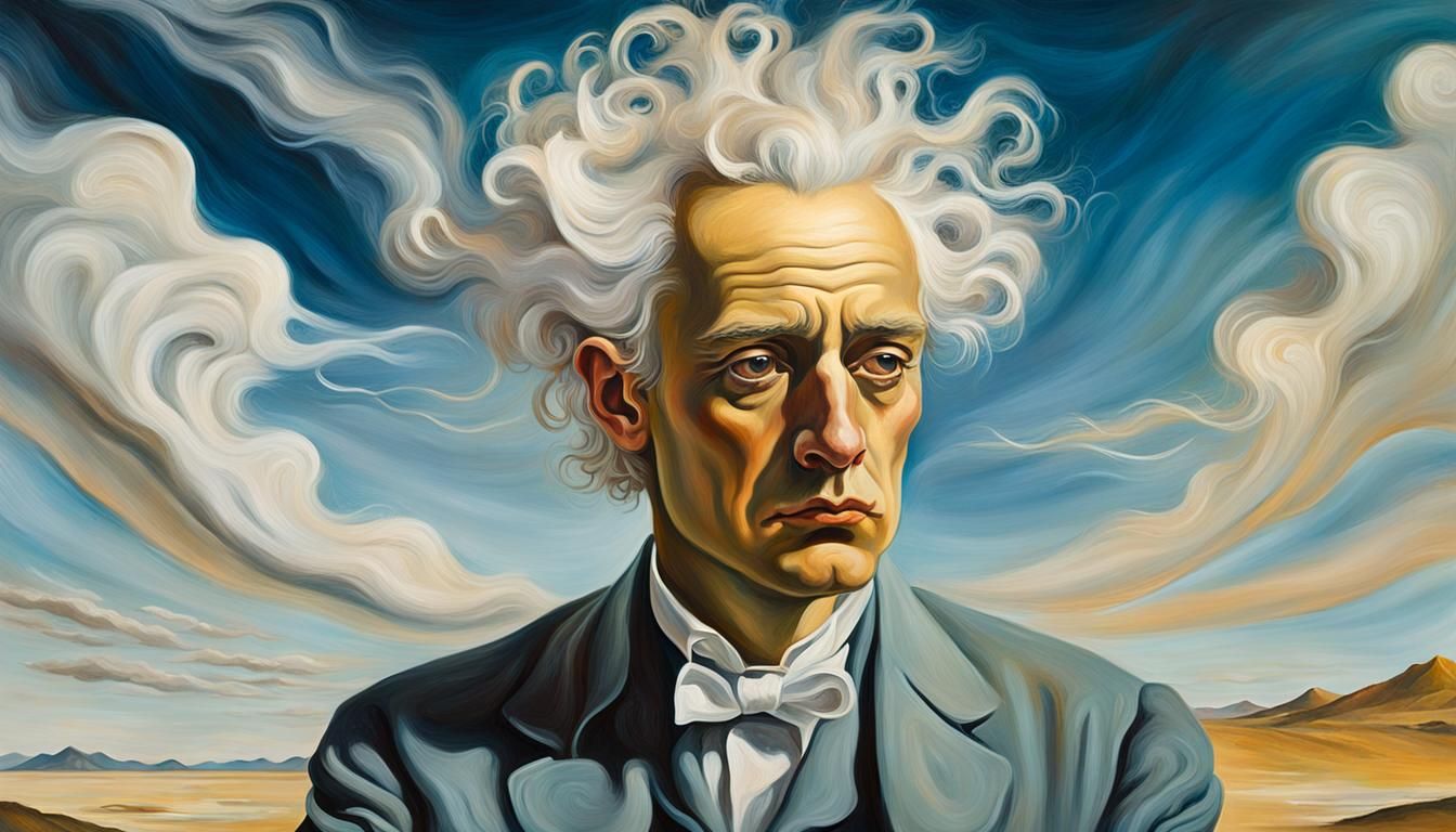 Surreal Young Schopenhauer Portrait in Oil Paint