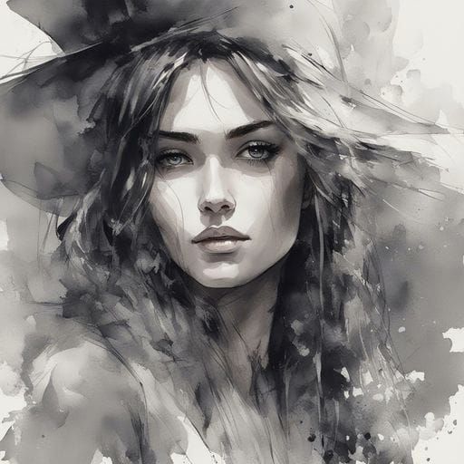 Elegant Portrait of Argentinian Girl in Watercolor