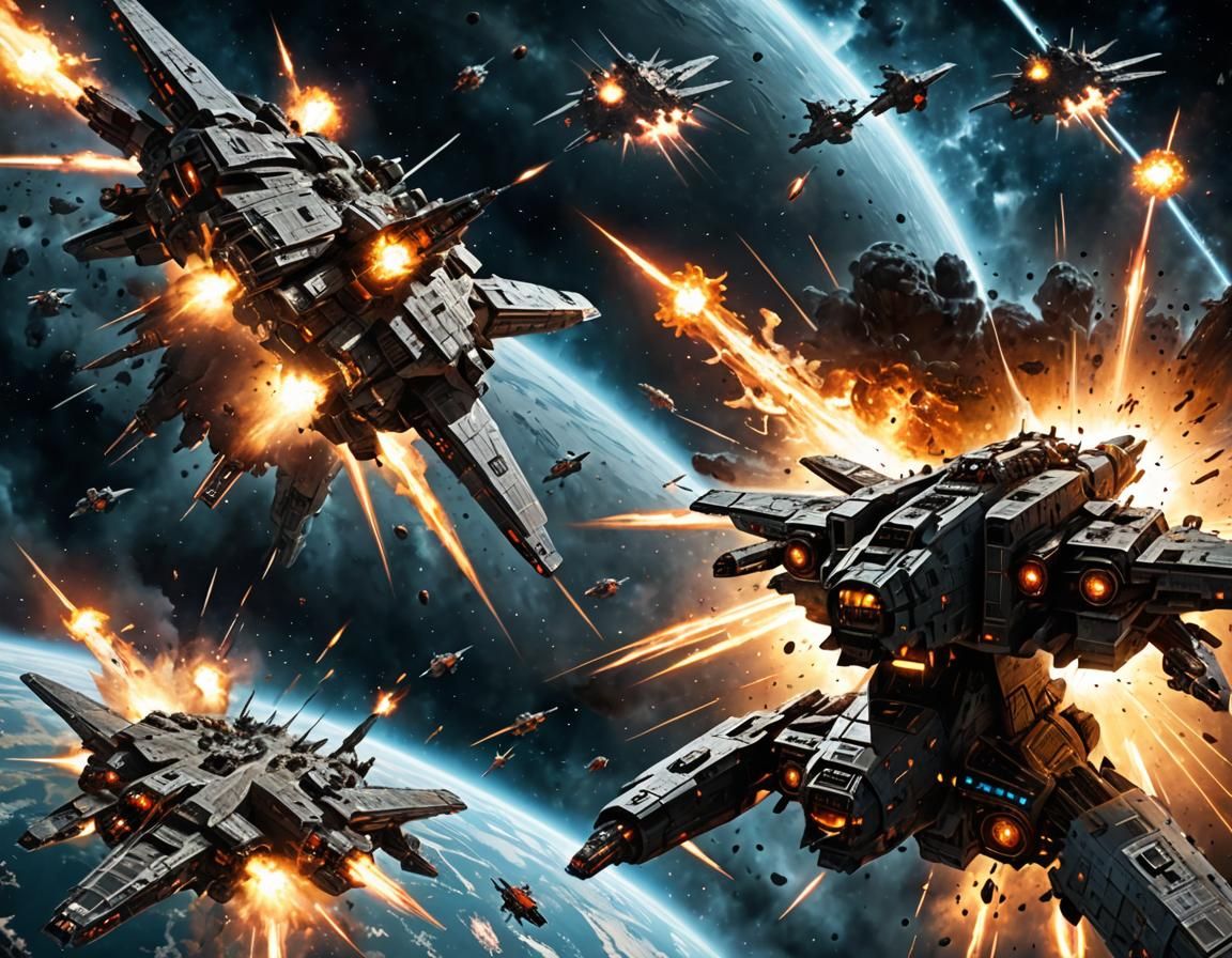 Epic Space Battle Between Colossal Battlecruisers