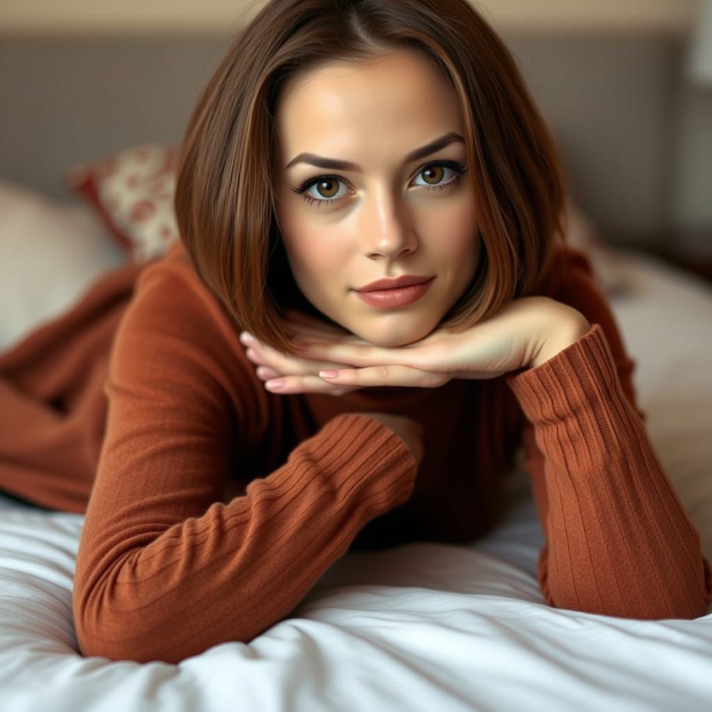 Woman with Bob Hair in Art Nouveau Style