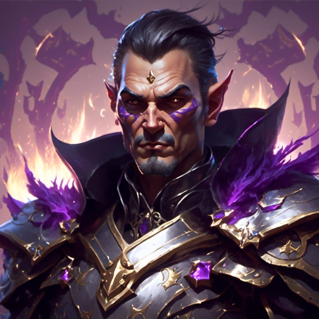 Half-Elf Warlock in Dungeons and Dragons Style