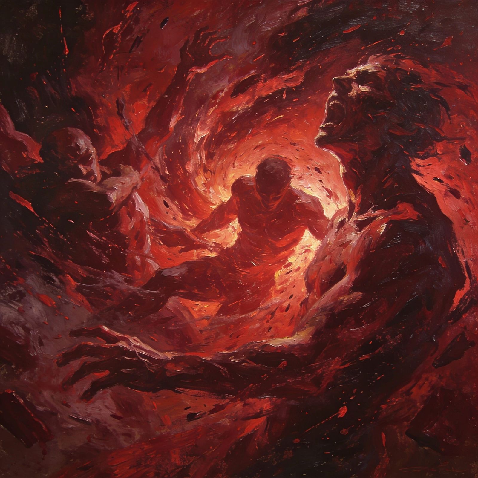 Violent Crimson Storm Abstract Expressionist Painting