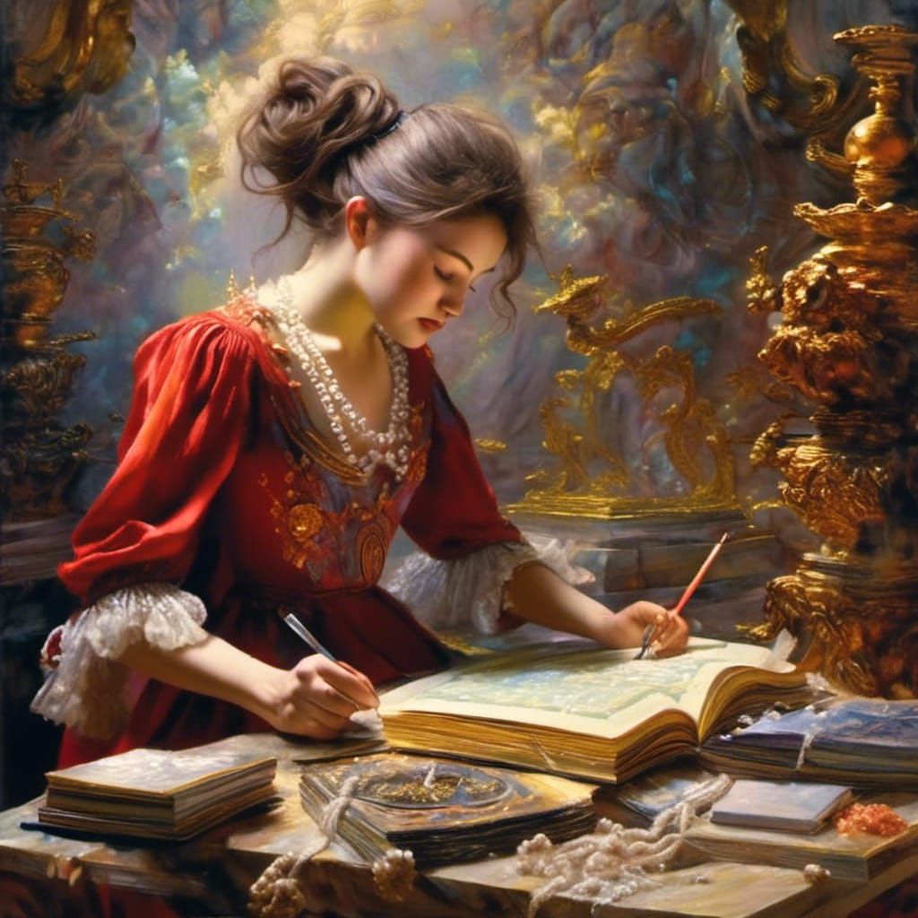 Baroque Oil Painting: The Magical Creation of Books
