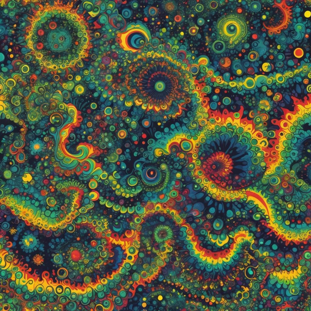 Surreal Alien Scene on Voyager Probe in Tie-Dye