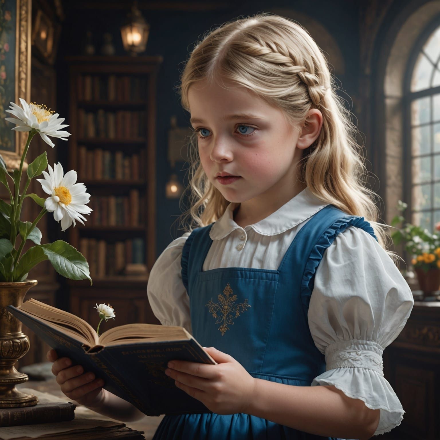 Girl Smelling Flower in Pop-Up Book