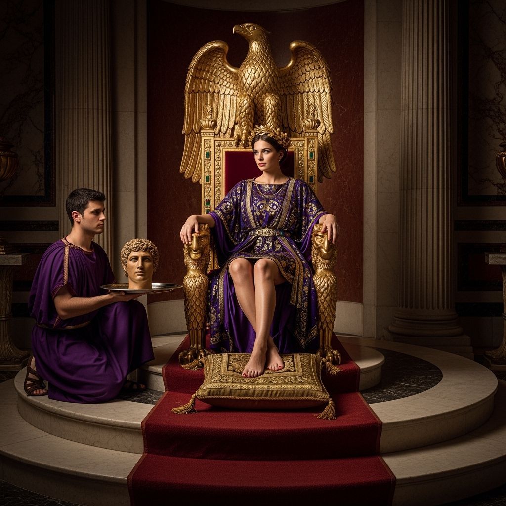 Roman Empress on Gold Throne in Lavish Style