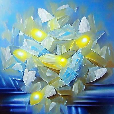 Luminous Energy Crystals in Oil Painting Style