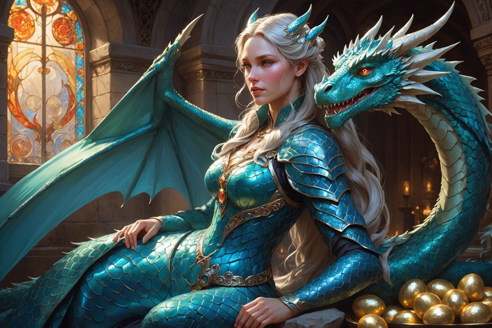 Dragon Mother Protecting Eggs in Digital Painting