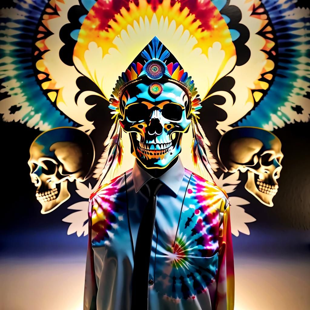 Kaleidoscopic Sugar Skull with Headdress