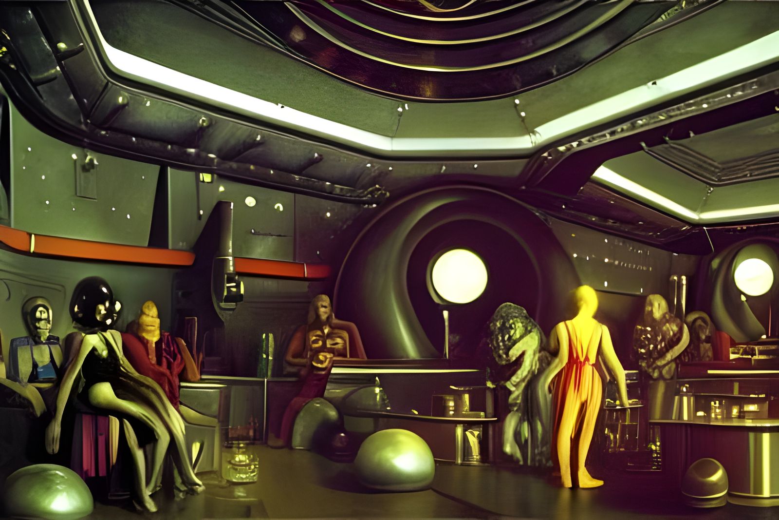 Spaceport Cantina Interior in Dramatic Lighting