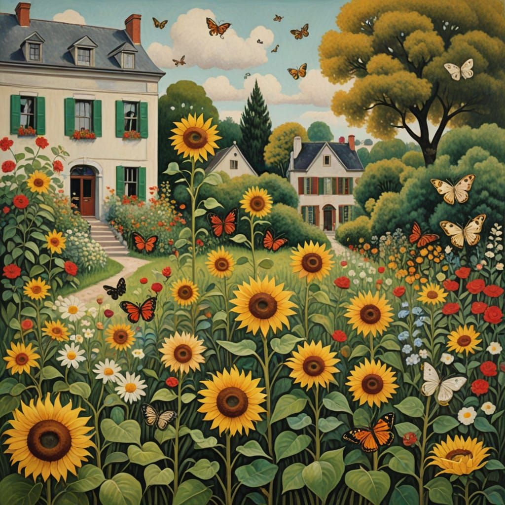 Whimsical Garden in Impressionist Style