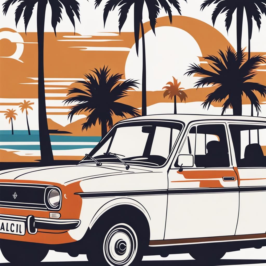 Retro 70s Summer Vacation Travel Poster Design