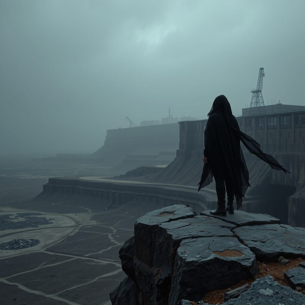 Gothic Figure Embracing the End of the World in Dark Surreal...