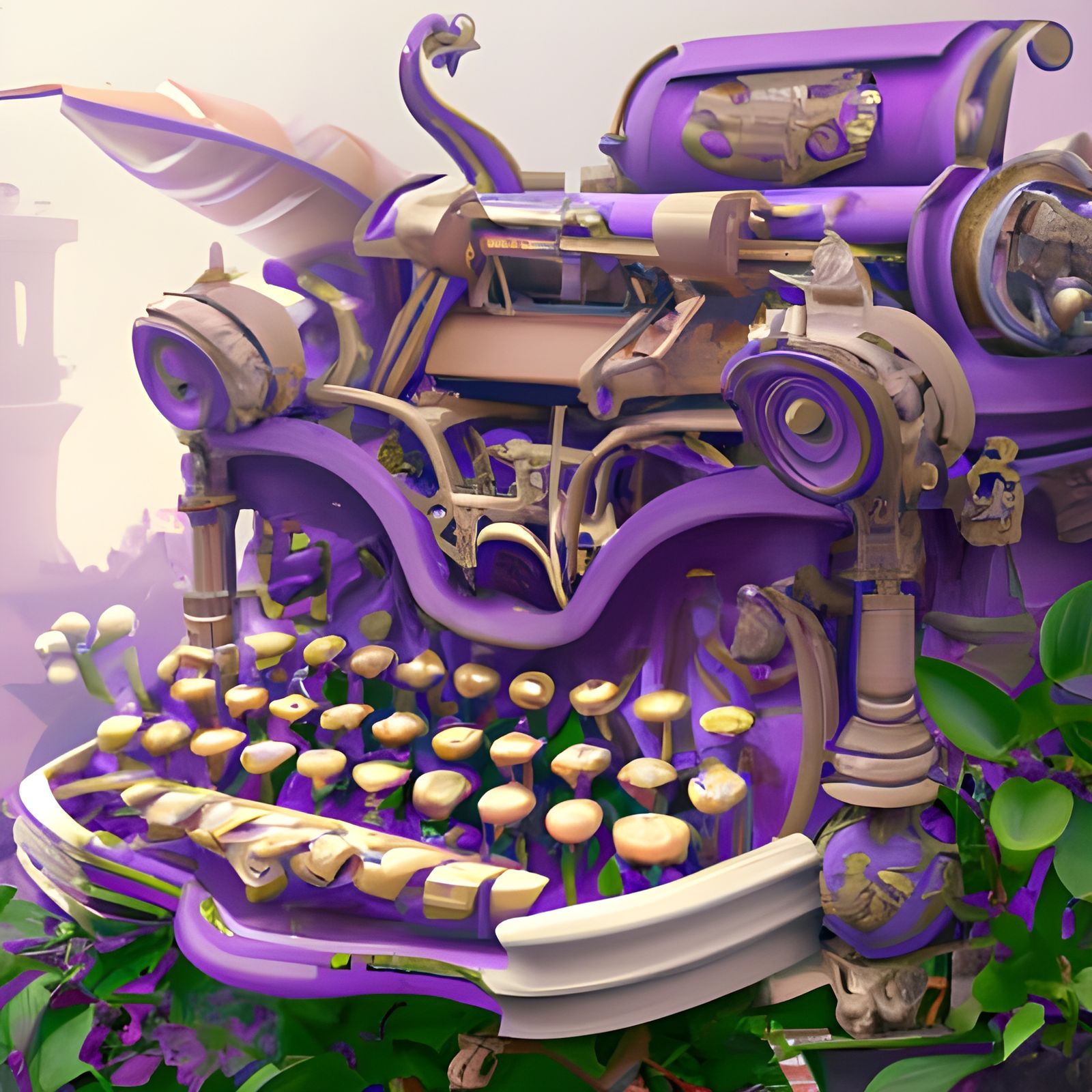 Retro Typewriter in Art Nouveau Rococo Style