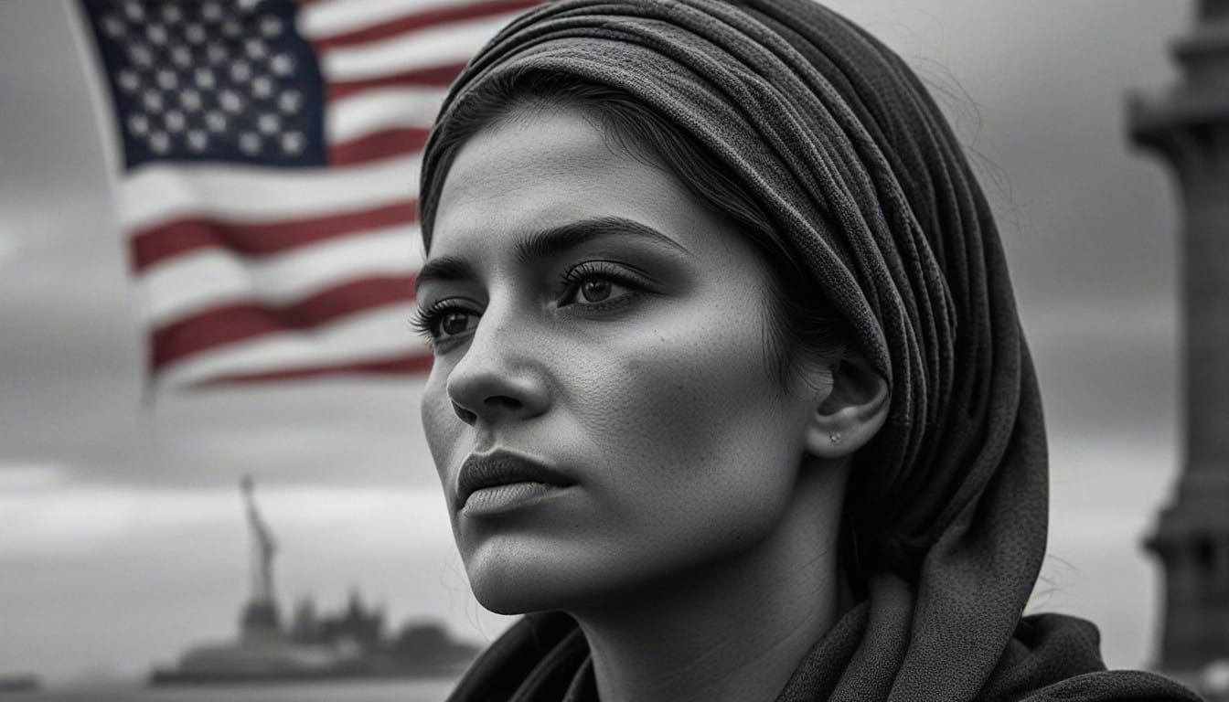 Tears of Liberty: A Monochromatic Portrait of Hope