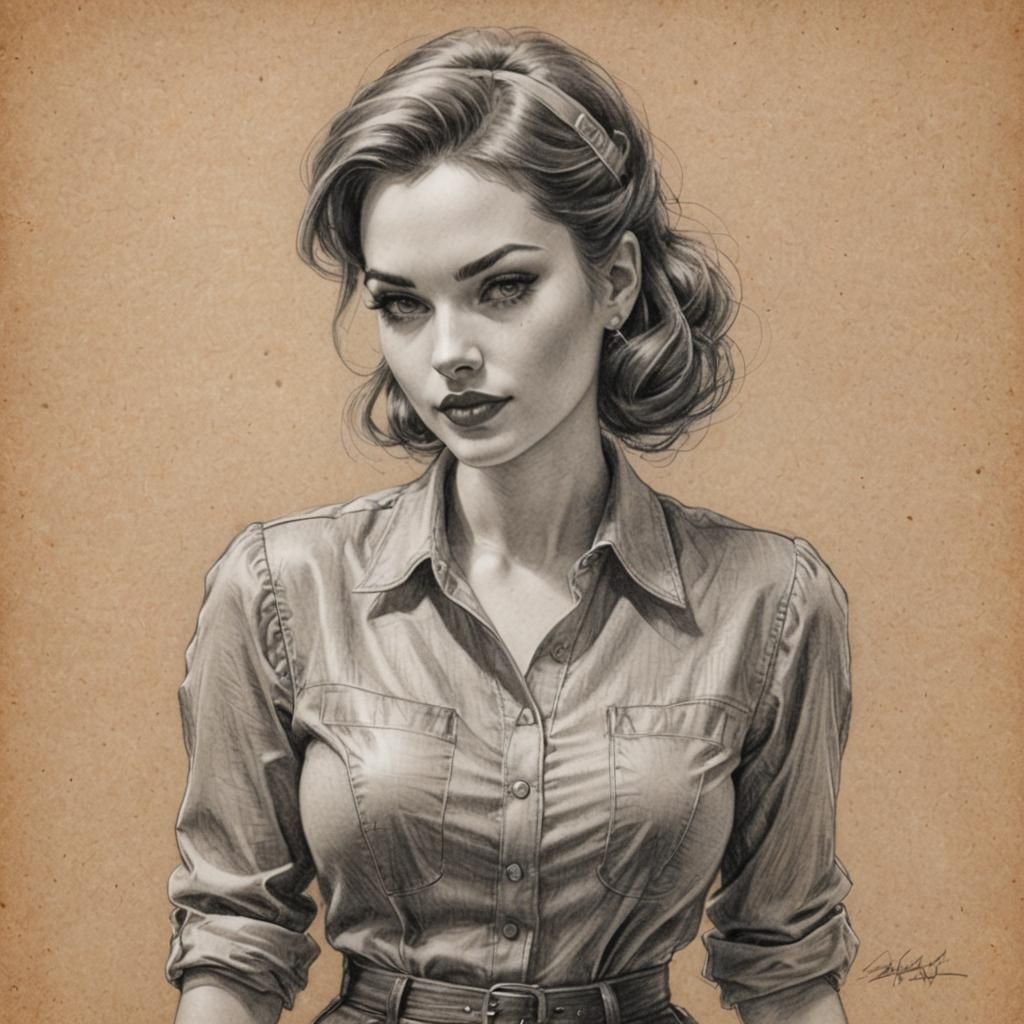 Pencil Sketch Portrait of a Young Woman