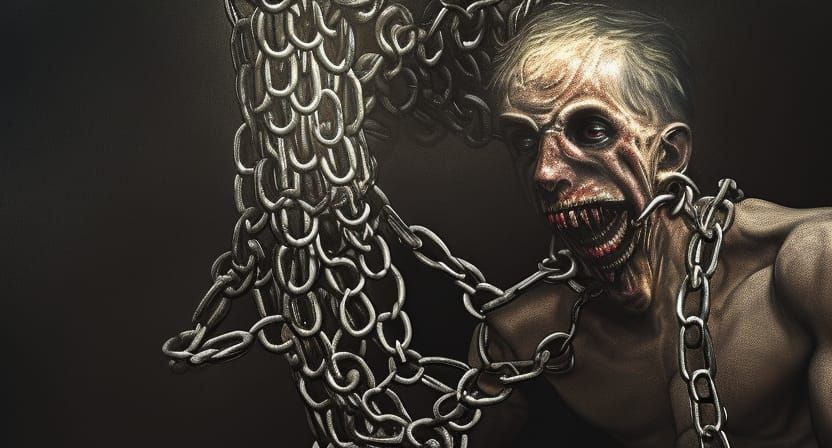 Ominous Man in Chains: Gothic Surrealism