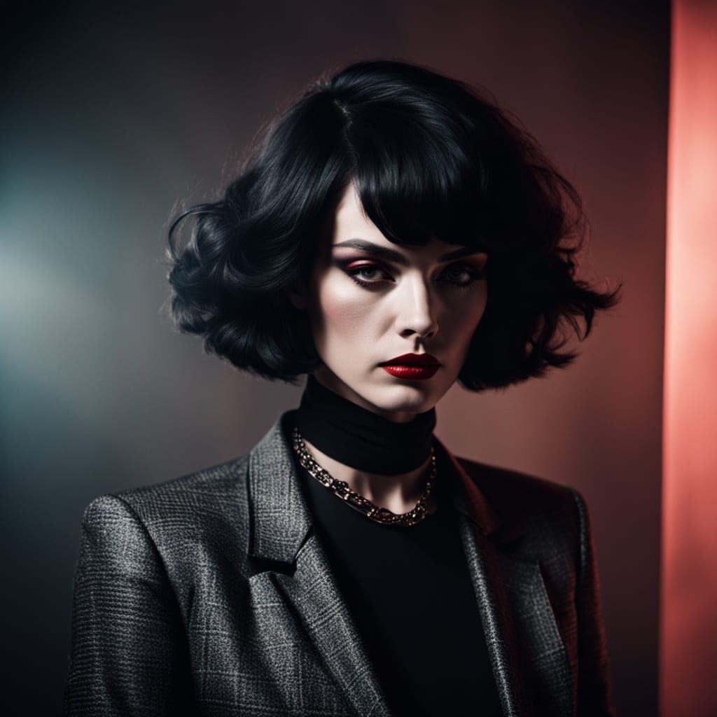 Confident Cross-Dresser in Bold Vintage 80s Fashion